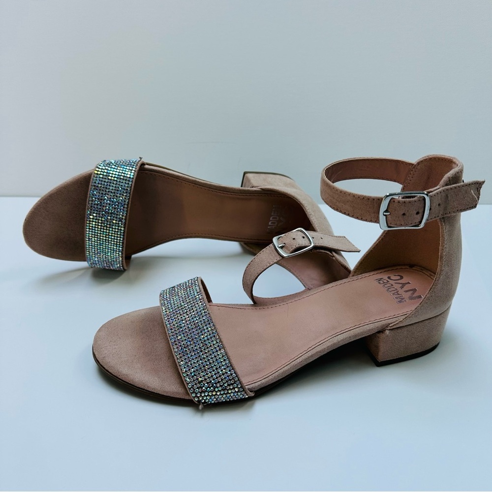 Madden NYC Girl’s Dress Sandals with Iridescent Rhinestone Strap